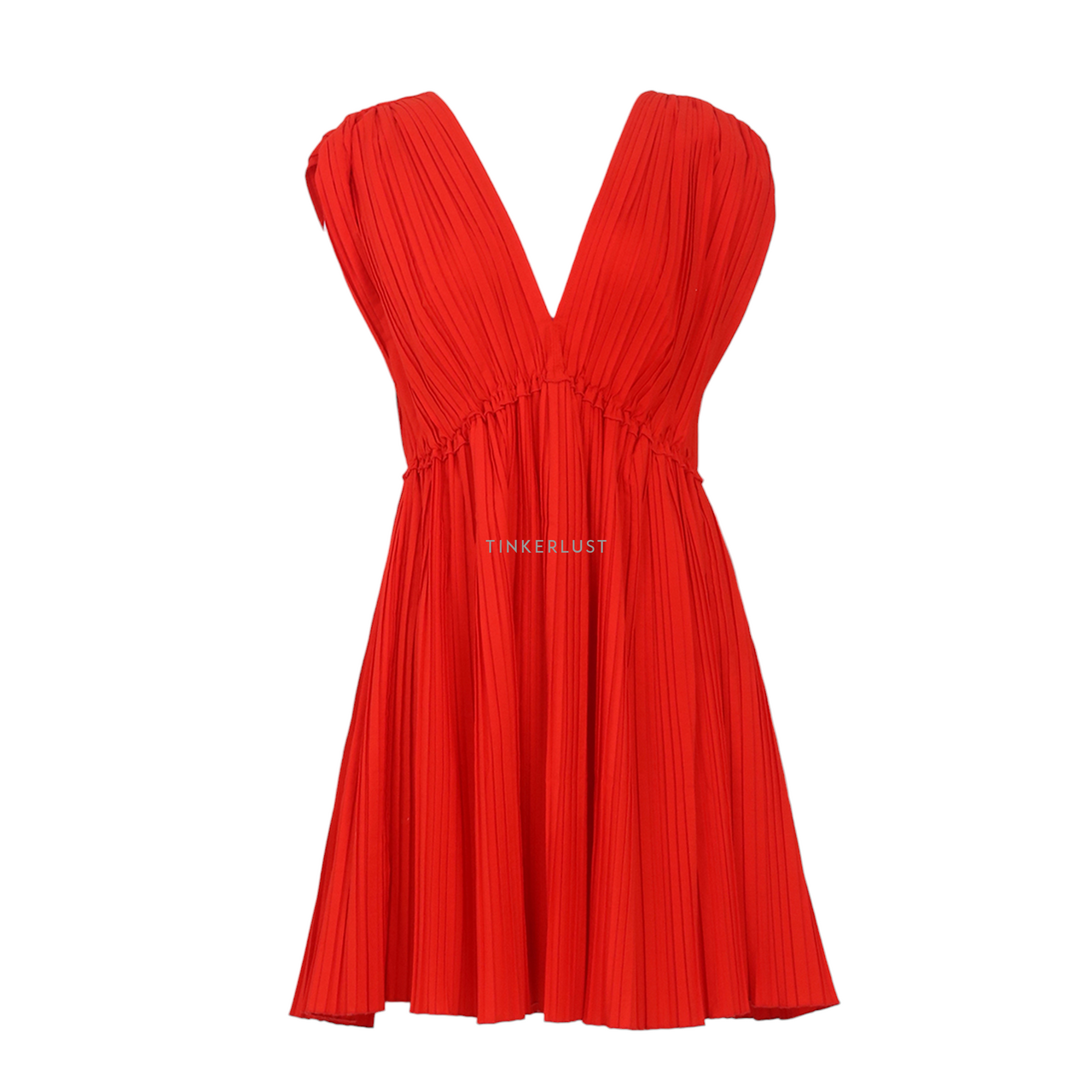 Zara red best sale pleated dress